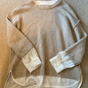 Brochu Walker Tan Sweater with Cream Details
